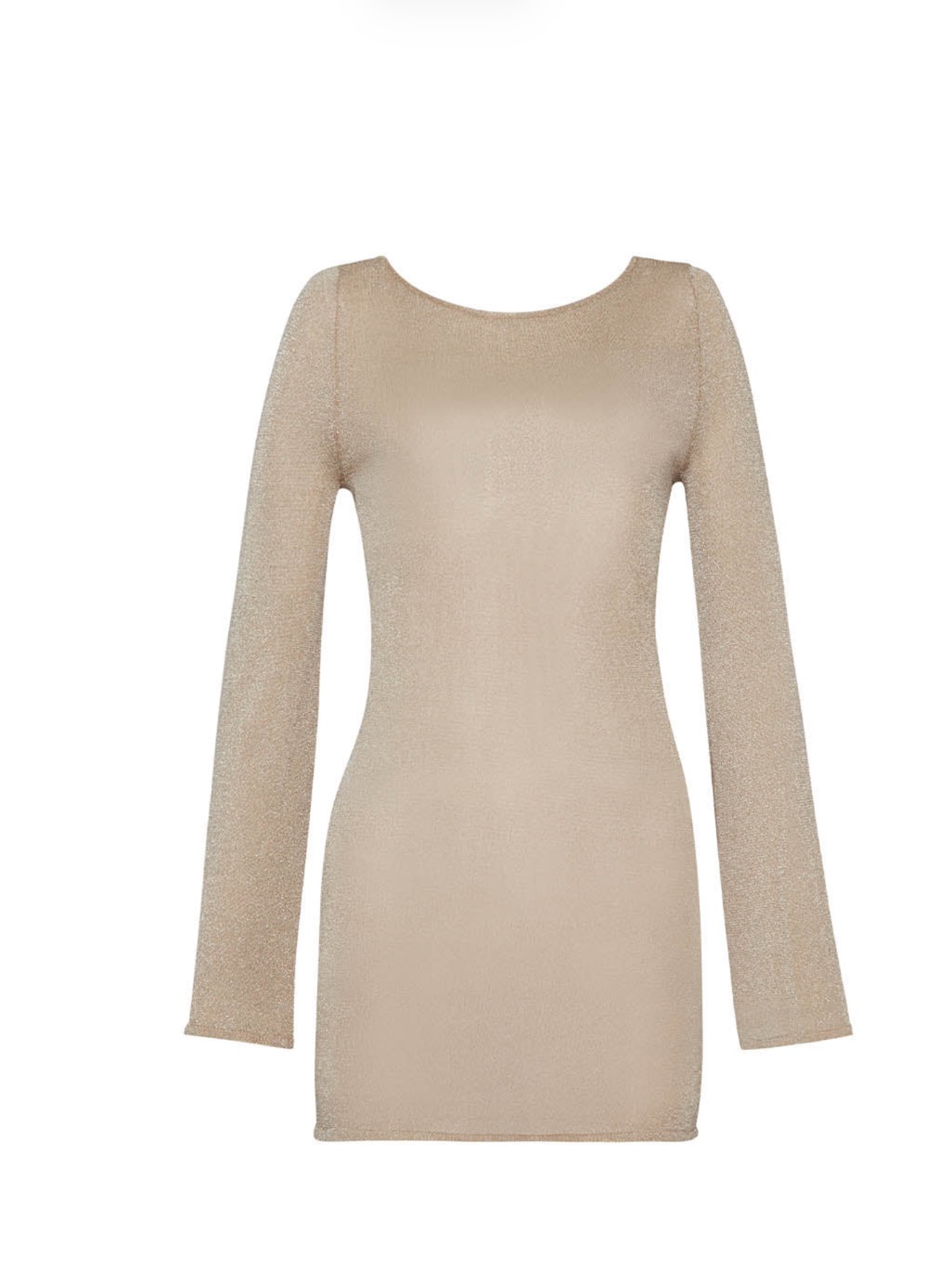 Women’s Shimmery Long Sleeve Crewneck Coverup In Champagne Gold